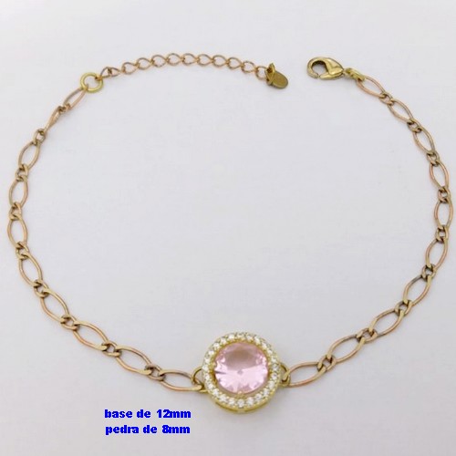 PULSEIRA NO BRUTO PRONTO PARA O BANHO(CX193)PULSEIRA COM CONECTOR EM ALTA FUSÃO(TAMANHO base de 12mm e pedra de 8mm)COM FECHO LAGOSTA - PESO 3.1GR - BRU26882
