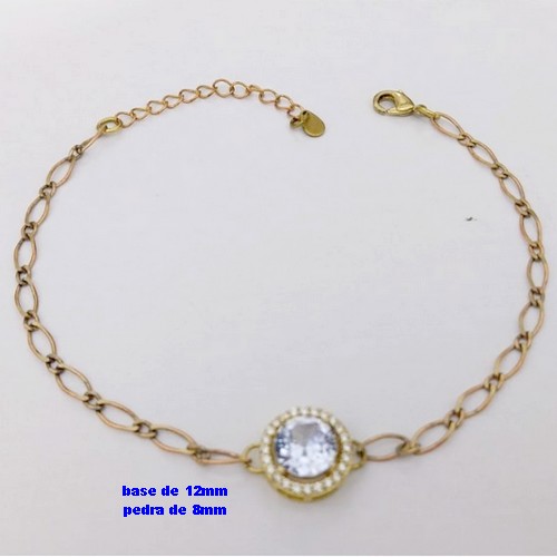 PULSEIRA NO BRUTO PRONTO PARA O BANHO(CX193)PULSEIRA COM CONECTOR EM ALTA FUSÃO(TAMANHO base de 12mm e pedra de 8mm)COM FECHO LAGOSTA - PESO 3.1GR - BRU26883
