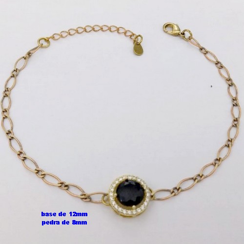 PULSEIRA NO BRUTO PRONTO PARA O BANHO(CX193)PULSEIRA COM CONECTOR EM ALTA FUSÃO(TAMANHO base de 12mm e pedra de 8mm)COM FECHO LAGOSTA - PESO 3.1GR - BRU26885