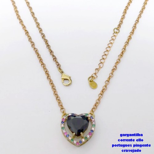 GARGANTILHA NO BRUTO PRONTO PARA O BANHO(CX193) -COM CORRENTE ELLO PORTUGUES DE 45CM - PINGENTE COM BASE 16MM CRAVEJADA EM ALTA FUSÃO - ZIRCONIA 10MM - PESO 6.6GR - BRU26890
