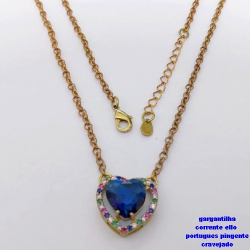 GARGANTILHA NO BRUTO PRONTO PARA O BANHO(CX193) -COM CORRENTE ELLO PORTUGUES DE 45CM - PINGENTE COM BASE 16MM CRAVEJADA EM ALTA FUSÃO - ZIRCONIA 10MM - PESO 6.6GR - BRU26891