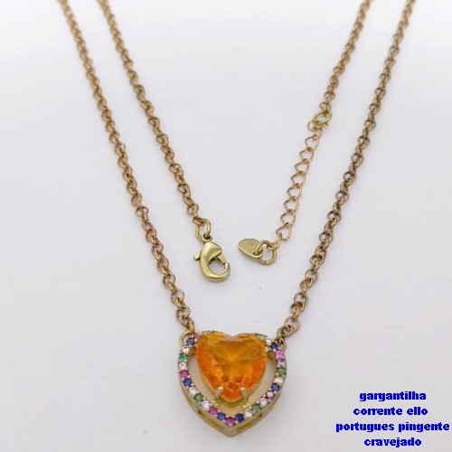 GARGANTILHA NO BRUTO PRONTO PARA O BANHO(CX193) -COM CORRENTE ELLO PORTUGUES DE 45CM - PINGENTE COM BASE 16MM CRAVEJADA EM ALTA FUSÃO - ZIRCONIA 10MM - PESO 6.6GR - BRU26893