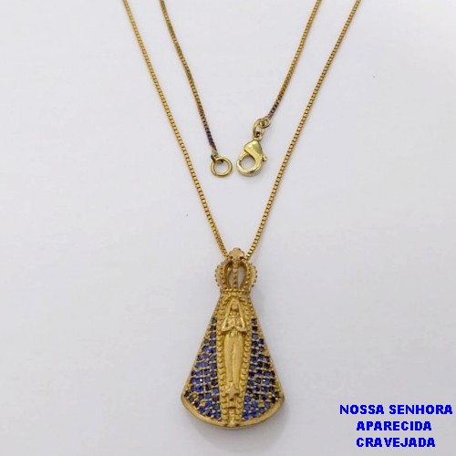 GARGANTILHA NO BRUTO PRONTO PARA O BANHO(CX193)GARGANTILHA COM CORRENTE VENEZIANA DE 45CM COM PINGENTE DE 3CM NOSSA SENHORA APARECIDA (PESO 4.9GR ) BRU26894