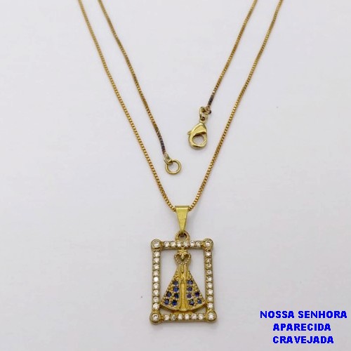 GARGANTILHA NO BRUTO PRONTO PARA O BANHO(CX193)GARGANTILHA COM CORRENTE VENEZIANA DE 45CM COM PINGENTE DE 1.8CM NOSSA SENHORA APARECIDA (PESO 3.4GR ) BRU26895
