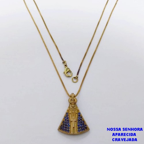 GARGANTILHA NO BRUTO PRONTO PARA O BANHO(CX193)GARGANTILHA COM CORRENTE VENEZIANA DE 45CM COM PINGENTE DE 1.8CM NOSSA SENHORA APARECIDA (PESO 3.4GR ) BRU26896