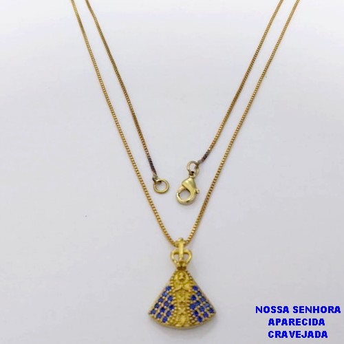 GARGANTILHA NO BRUTO PRONTO PARA O BANHO(CX193)GARGANTILHA COM CORRENTE VENEZIANA DE 45CM COM PINGENTE DE 1.8CM NOSSA SENHORA APARECIDA (PESO 3.1GR ) BRU26897