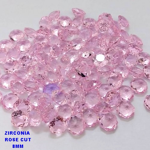 ACESSORIO NO BRUTO PRONTO PARA O BANHO(CX194) ZIRCONIA "( ROSE CUT )" TAMANHO 8MM - VENDIDA POR UNIDADE - PESO DA UNIDADE 0,03GR - BRU26924