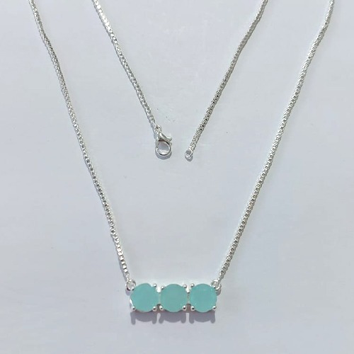 GARGANTILHA FOLHEADA A PRATA COM 50 MILÉSIMOS + VERNIZ DIAMOND - GARGANTILHA COM PINGENTE EM ZIRCÔNIAS VERDES 26MM - PRA1215