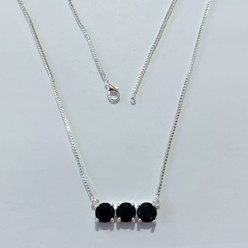 GARGANTILHA FOLHEADA A PRATA COM 50 MILÉSIMOS + VERNIZ DIAMOND - GARGANTILHA COM PINGENTE EM ZIRCÔNIAS NEGRAS 26MM - PRA1216