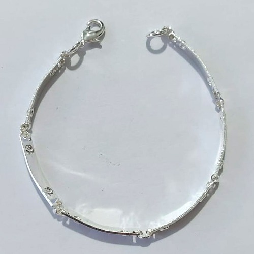 PULSEIRA FOLHEADA A PRATA COM 50 MILÉSIMOS + VERNIZ DIAMOND - PULSEIRA 17CM CHAPINHAS FENDA - PRA1218