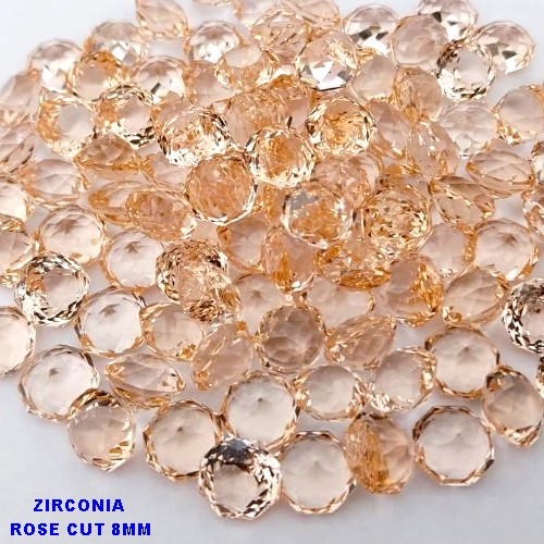 ACESSORIO NO BRUTO PRONTO PARA O BANHO(CX194) ZIRCONIA "( ROSE CUT )" TAMANHO 8MM - VENDIDA POR UNIDADE - PESO DA UNIDADE 0,03GR - BRU26930