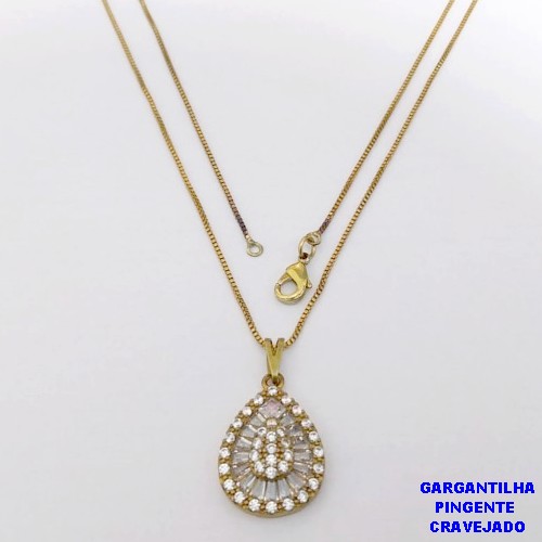 GARGANTILHA NO BRUTO PRONTO PARA O BANHO(CX194)GARGANTILHA COM CORRENTE VENEZIANA DE 45CM COM PINGENTE CORAÇÃO CRAVEJADO 20MM (PESO 4,5GR ) BRU26935