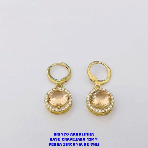 BRINCO NO BRUTO PRONTO PARA O BANHO()- BRINCO ARGOLINHA DE PRESSÃO(TRANQUETA) BASE DE 12MM EM ALTA FUSÃO E PEDRA DE ZIRCONIA CENTRAL DE 8MM- PESO TOTAL 3.7GR - BRU26940