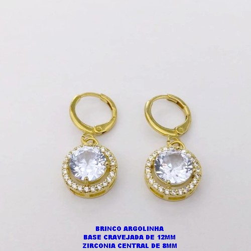 BRINCO NO BRUTO PRONTO PARA O BANHO()- BRINCO ARGOLINHA DE PRESSÃO(TRANQUETA) BASE DE 12MM EM ALTA FUSÃO E PEDRA DE ZIRCONIA CENTRAL DE 8MM- PESO TOTAL 3.7GR - BRU26943