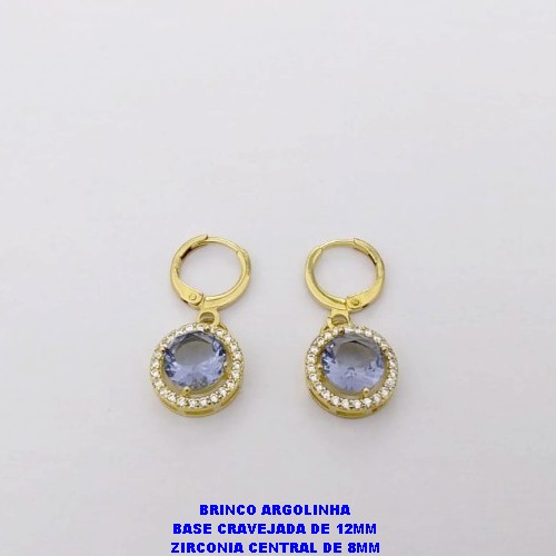BRINCO NO BRUTO PRONTO PARA O BANHO()- BRINCO ARGOLINHA DE PRESSÃO(TRANQUETA) BASE DE 12MM EM ALTA FUSÃO E PEDRA DE ZIRCONIA CENTRAL DE 8MM- PESO TOTAL 3.7GR - BRU26948
