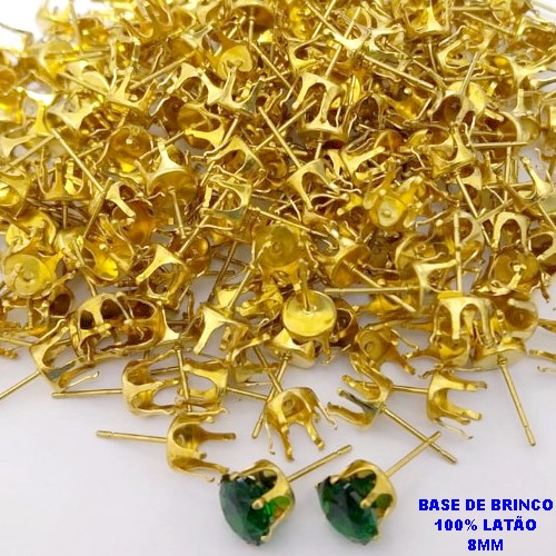 BASE NO BRUTO PRONTO PARA O BANHO (POTE)BASE PARA BRINCO 100% LATÃO)TAMANHO 8MM / PESO DO PAR 0,04GR(VENDIDA POR PAR BRU28000