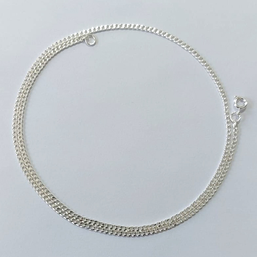 CORRENTE FOLHEADA A PRATA COM 50 MILÉSIMOS + VERNIZ DIAMOND - CORRENTE 3MM - TAMANHO: 50CM - PRA1242