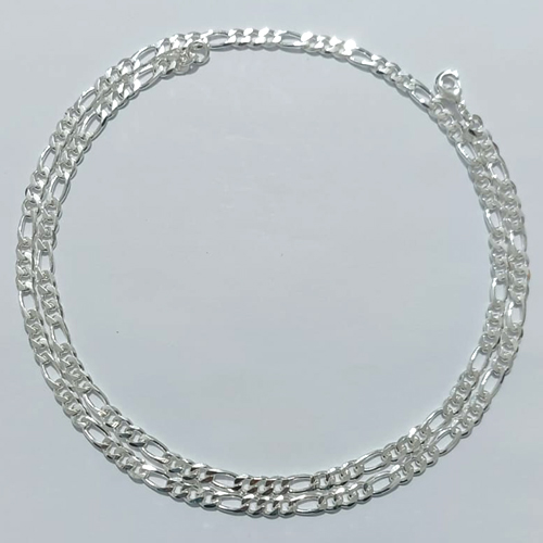 CORRENTE FOLHEADA A PRATA COM 50 MILÉSIMOS + VERNIZ DIAMOND - CORRENTE 3X1 5MM - TAMANHO: 70CM - PRA1244