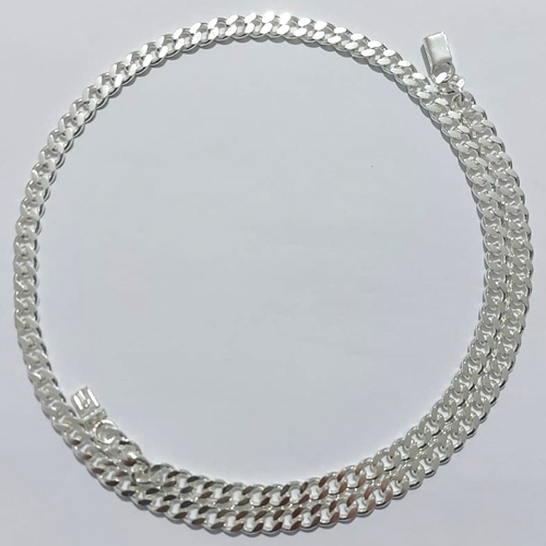 CORRENTE FOLHEADA A PRATA COM 50 MILÉSIMOS + VERNIZ DIAMOND - CORRENTE 6MM - TAMANHO: 60CM FECHO GAVETA  - PRA1245