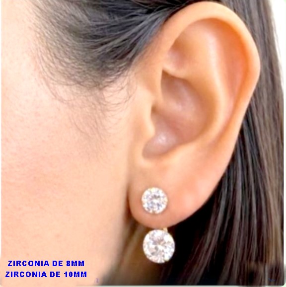 BRINCO NO BRUTO PRONTO PARA O BANHO)BRINCO COM DUAS PEDRA DE ZIRCONIA 8MM / 10MM (PESO 2.4GR ) BRU28007