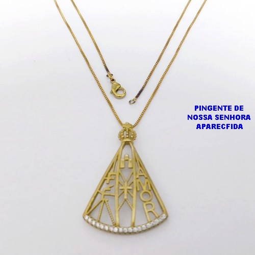 GARGANTILHA NO BRUTO PRONTO PARA O BANHO(CX194)- GARGANTILHA COM CORRENTE VENEZIANA DE 45CM COM PINGENTE DE NOSSA SENHORA APARECIDA 4X3CM- PESO TOTAL 4.8GR - BRU28010
