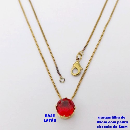 GARGANTILHA NO BRUTO PRONTO PARA O BANHO /COM CORRENTE VENEZIANA DE 45CM COM FECHO LAGOSTA / PINGENTE BASE EM LATÃO COM PEDRA DE ZIRCONIA DE 8X8MM / PESO 1,7GR - BRU28029