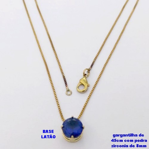 GARGANTILHA NO BRUTO PRONTO PARA O BANHO /COM CORRENTE VENEZIANA DE 45CM COM FECHO LAGOSTA / PINGENTE BASE EM LATÃO COM PEDRA DE ZIRCONIA DE 8X8MM / PESO 1,7GR - BRU28033