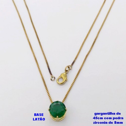 GARGANTILHA NO BRUTO PRONTO PARA O BANHO /COM CORRENTE VENEZIANA DE 45CM COM FECHO LAGOSTA / PINGENTE BASE EM LATÃO COM PEDRA DE ZIRCONIA DE 8MM / PESO 1,7GR - BRU28035