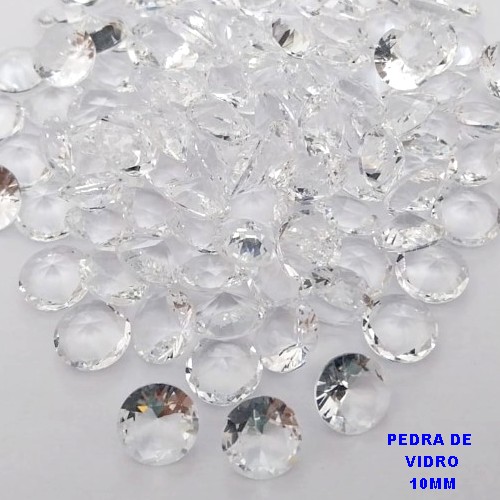 ACESSORIO NO BRUTO PRONTO PARA O BANHO (CX194)PEDRA DE VIDRO CRISTAL DE 10MM / PESO 1GR - BRU28039