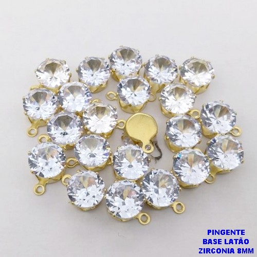 PINGENTE NO BRUTO PRONTO PARA O BANHO /PINGENTE COM BASE 100% LATÃO DE 8MM(ZIRCONIA DE 8MM)VENDIDA POR UNIDADE / PESO 0,05GR - BRU28053