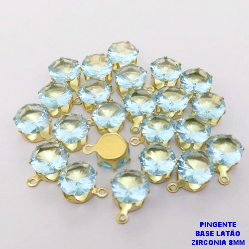PINGENTE NO BRUTO PRONTO PARA O BANHO /PINGENTE COM BASE 100% LATÃO DE 8MM(ZIRCONIA DE 8MM)VENDIDA POR UNIDADE / PESO 0,05GR - BRU28054