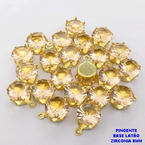 PINGENTE NO BRUTO PRONTO PARA O BANHO /PINGENTE COM BASE 100% LATÃO DE 8MM(ZIRCONIA DE 8MM)VENDIDA POR UNIDADE / PESO 0,05GR - BRU28056