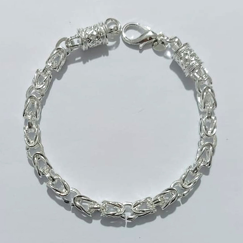 PULSEIRA FOLHEADA A PRATA COM 50 MILÉSIMOS + VERNIZ DIAMOND - PULSEIRA 17CM - COM ELOS ENTRELAÇADOS - PRA1268
