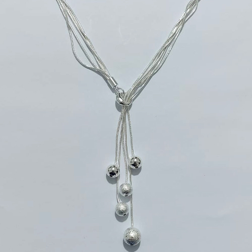 CONJUNTO FOLHEADO A PRATA COM 50 MILÉSIMOS + VERNIZ DIAMOND - CONJUNTO COM PULSEIRA , GARGANTILHA E BRINCOS COM ESFERAS LISAS E BRILHANTES - PRA1269