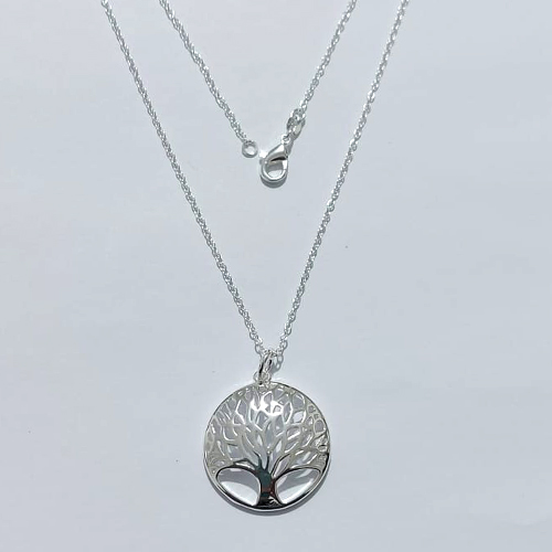 CONJUNTO FOLHEADO A PRATA COM 50 MILÉSIMOS + VERNIZ DIAMOND - CONJUNTO ARVORE DA VIDA COM PULSEIRA 17CM E GARGANTILHA 45CM - PRA1272