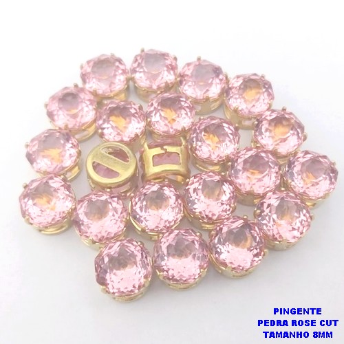 PINGENTE NO BRUTO PRONTO PARA O BANHO(POTE)PINGENTE BASE LATÃO 100% COM PEDRA DE " PEDRA ROSE CUT " TAMANHO 8X8MM / PESO DO PAR 0,07GR / BRU28082