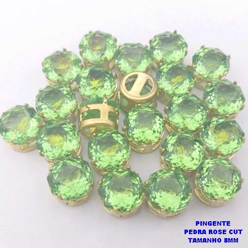 PINGENTE NO BRUTO PRONTO PARA O BANHO(POTE)PINGENTE BASE LATÃO 100% COM PEDRA DE " PEDRA ROSE CUT " TAMANHO 8X8MM / PESO DO PAR 0,07GR / BRU28085