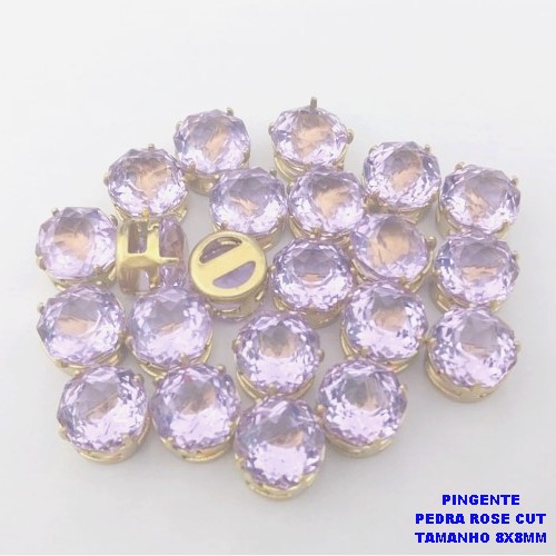 PINGENTE NO BRUTO PRONTO PARA O BANHO(POTE)PINGENTE BASE LATÃO 100% COM PEDRA DE " PEDRA ROSE CUT " TAMANHO 8X8MM / PESO DO PAR 0,07GR / BRU28086