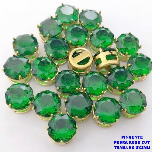 PINGENTE NO BRUTO PRONTO PARA O BANHO(POTE)PINGENTE BASE LATÃO 100% COM PEDRA DE " PEDRA ROSE CUT " TAMANHO 8X8MM / PESO DO PAR 0,07GR / BRU28092