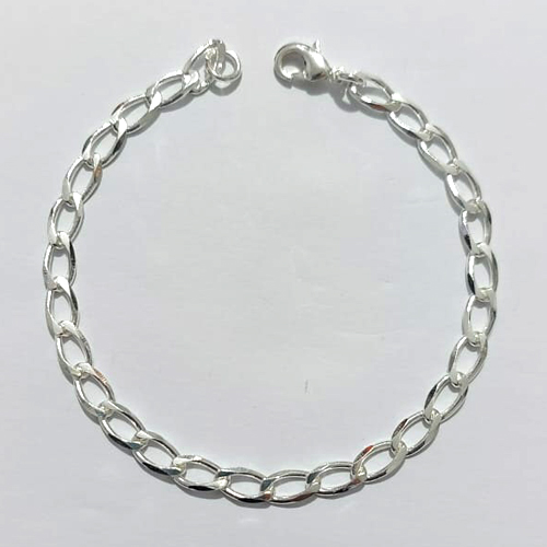 PULSEIRA FOLHEADA A PRATA COM 50 MILÉSIMOS + VERNIZ DIAMOND - PULSEIRA 19CM FECHO LAGOSTA - PRA1286