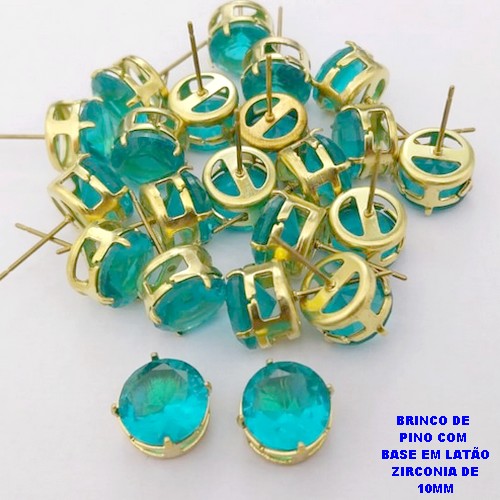 BRINCO NO BRUTO PRONTO PARA O BANHO(pote) BRINCO DE ZIRCONIA COM BASE DE PINO EM LATÃO " 10X10MM " / PESO 2.3GR - BRU28156