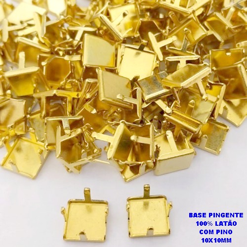 ACESSORIO NO BRUTO PRONTO PARA O BANHO(POTE) BASE PARA PINGENTE EM LATÃO QUADRADA " 10X10MM " / PESO 1GR(PAR)VENDIDA POR UNIDADE )- BRU28201