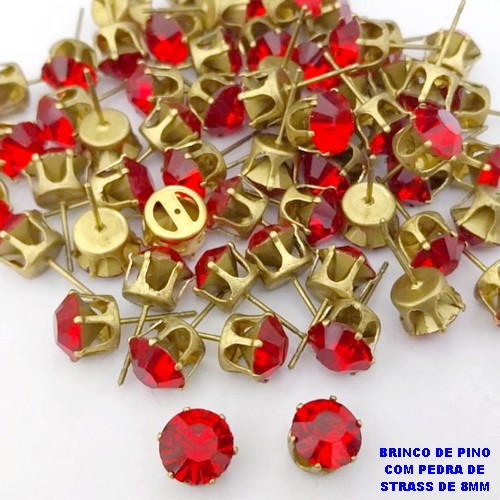 BRINCO NO BRUTO PRONTO PARA O BANHO(POTE) BRINCO BASE EM LATÃO E STRASS " 8X8MM " / PESO 1.1GR - BRU28226