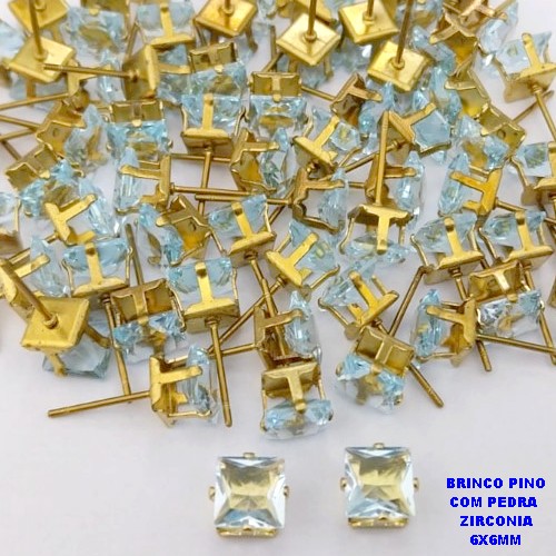 BRINCO NO BRUTO PRONTO PARA O BANHO(POTE) BRINCO BASE EM LATÃO E ZIRCONIA QUADRADA " 8X8MM " / PESO 0,09GR - BRU28229