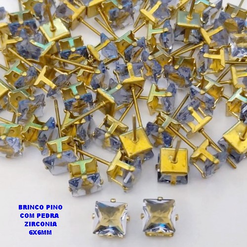 BRINCO NO BRUTO PRONTO PARA O BANHO(POTE) BRINCO BASE EM LATÃO E ZIRCONIA QUADRADA " 8X8MM " / PESO 0,09GR - BRU28231