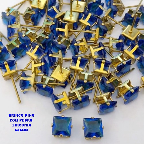 BRINCO NO BRUTO PRONTO PARA O BANHO(POTE) BRINCO BASE EM LATÃO E ZIRCONIA QUADRADA " 8X8MM " / PESO 0,09GR - BRU28232