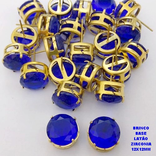 BRINCO NO BRUTO PRONTO PARA O BANHO(POTE) BRINCO COM BASE EM LATÃO E PEDRA DE ZIRCONIA)" 12X12MM" / PESO 3.2GR - BRU28253