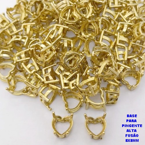 ACESSÓRIO NO BRUTO PRONTO PARA O BANHO (POTE) BASE CORAÇÃO EM ALTA FUSÃO 8X8MM -VENDIDA POR UNIDADE(PINGENTE) - PESO 0,05GR - BRU28272