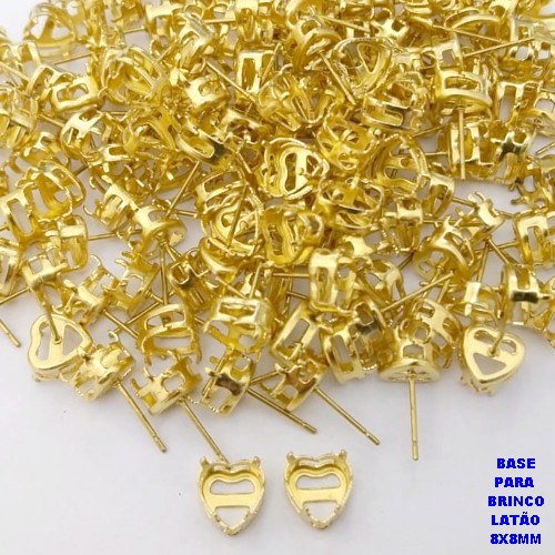 ACESSÓRIO NO BRUTO PRONTO PARA O BANHO (POTE) BASE CORAÇÃO EM 100% LATÃO 8X8MM -VENDIDA POR PAR (PARA BRINCO) - PESO 0,06GR - BRU28274