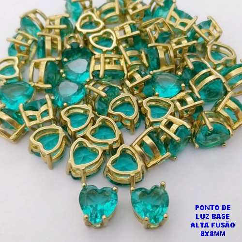 PINGENTE NO BRUTO PRONTO PARA O BANHO (POTE) BASE CORAÇÃO EM ALTA FUSÃO 8X8MM -VENDIDA POR UNIDADE / PONTO DE LUZ ZIRCONIA DE CORAÇÃO - PESO 0,09GR - BRU28275